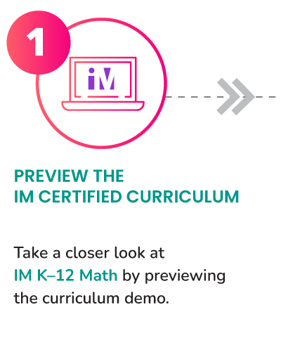 Preview the IM Certified Curriculum. Take a closer look at IM K–12 Math by previewing the curriculum demo.